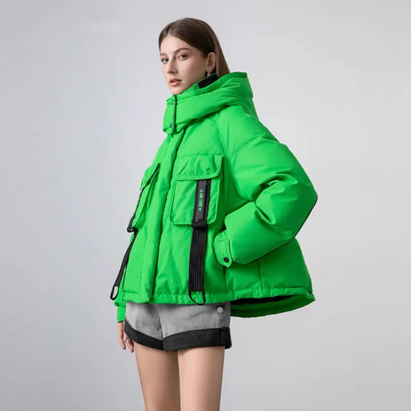 Green Short Down Jacket Female Winter New Fashion Outdoor Small Person Casual Loose Thickened Jacket