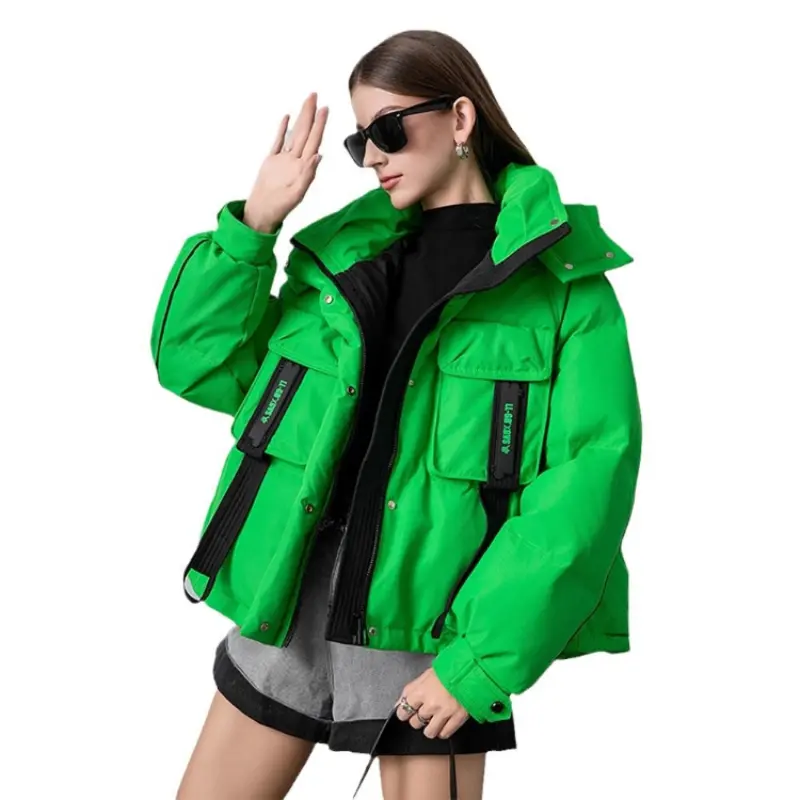 Green Short Down Jacket Female Winter New Fashion Outdoor Small Person Casual Loose Thickened Jacket