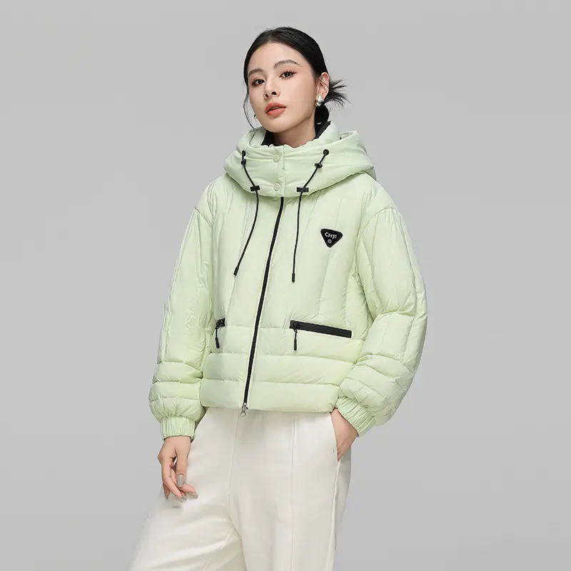 White Duck Down Jacket for Women, Puffer Jacket, Hooded Puffer Jacket, Thick and Warm, Short Color, Winter