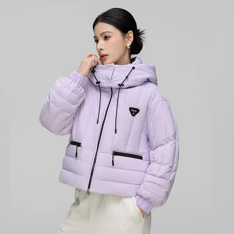 White Duck Down Jacket for Women, Puffer Jacket, Hooded Puffer Jacket, Thick and Warm, Short Color, Winter