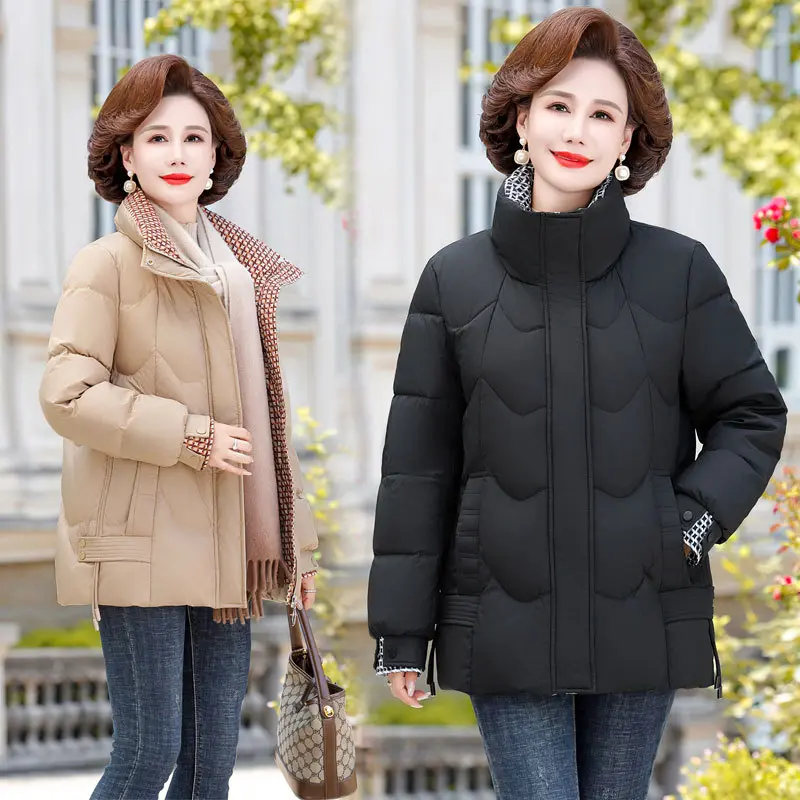 Mom Suit Down Jacket Fall and Winter New Fashion Jacket Middle-aged Thickening Padding White Duck Down Women Down Jacket