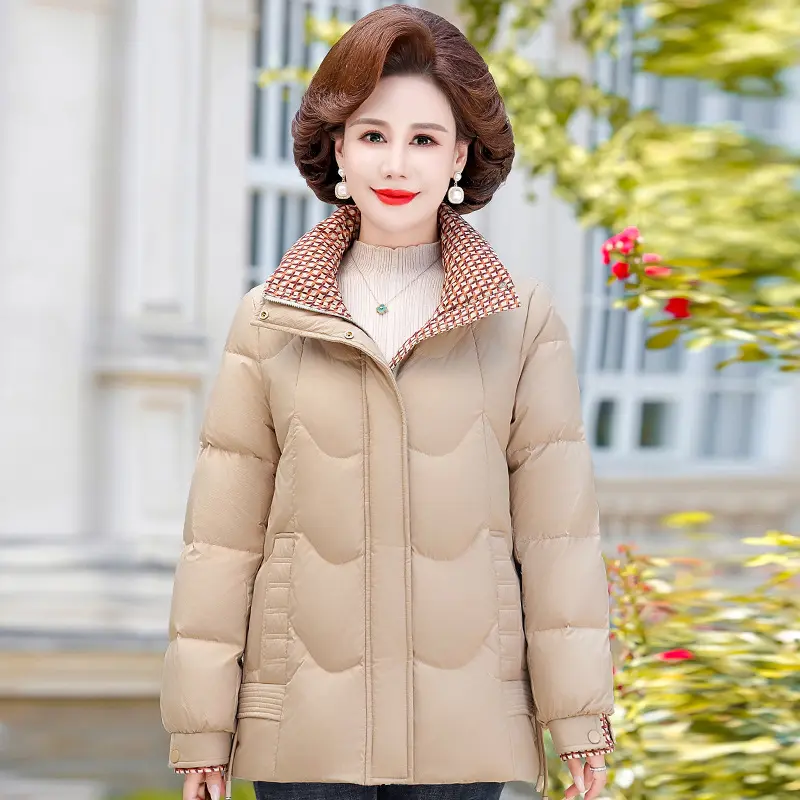 Mom Suit Down Jacket Fall and Winter New Fashion Jacket Middle-aged Thickening Padding White Duck Down Women Down Jacket