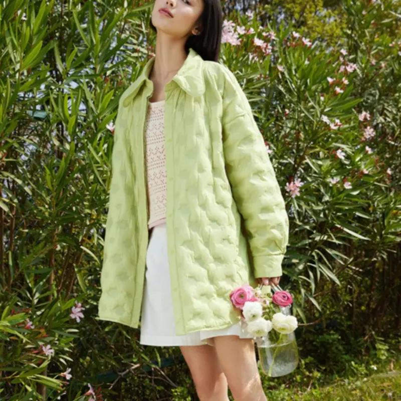 Women's Casual Puffer Coats, Loose, Simple Outerwears, Lightweight, Monochromatic, Female Fashion, Winter, New, 2024
