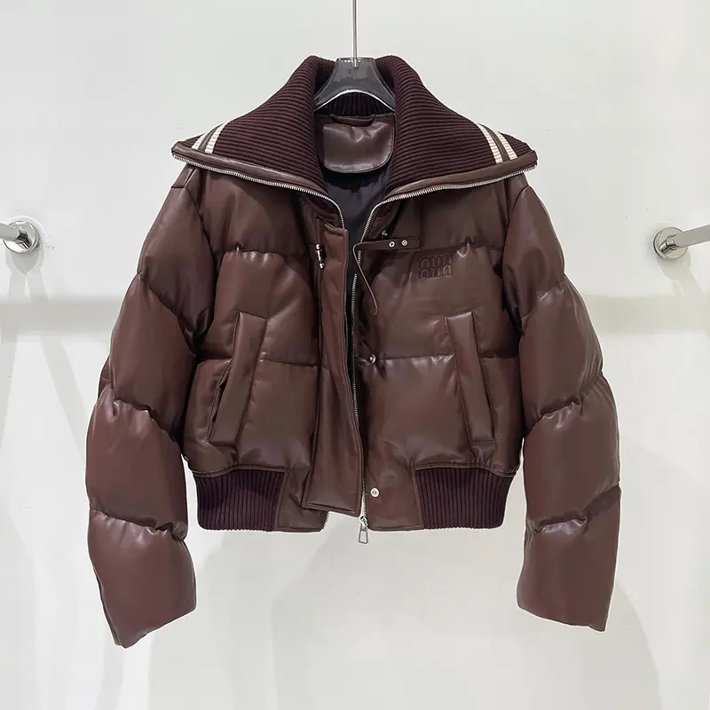 Women's Winter Jacket, Short Down Coats, Large Lapel, Thick, Loose, Warm Outerwear, Patchwork, Casual, Trendy, High Street