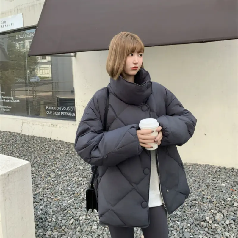 Winter Jackets for Women, Mid-length Coats, Diamond Lattice Down Jacket Windproof Thickened Warm Puffer Coats Korea Fashion 2024