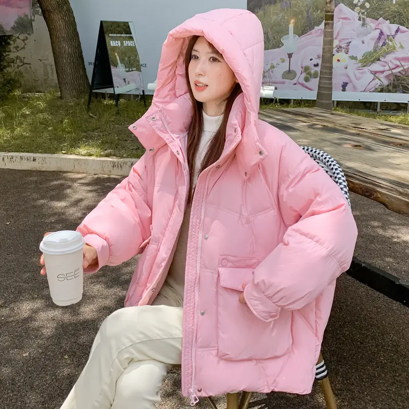 Short Down Jacket for Women, Casual Coats, Candy Colors, Sweet Outerwears, Thick, Warm, Hooded, Snow, Winter, New, Fashion