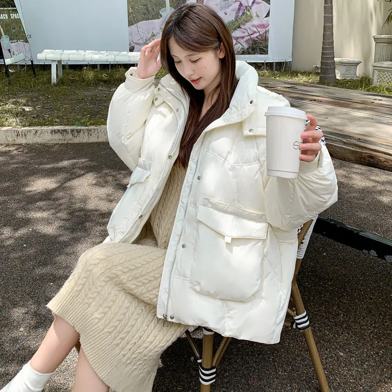 Short Down Jacket for Women, Casual Coats, Candy Colors, Sweet Outerwears, Thick, Warm, Hooded, Snow, Winter, New, Fashion