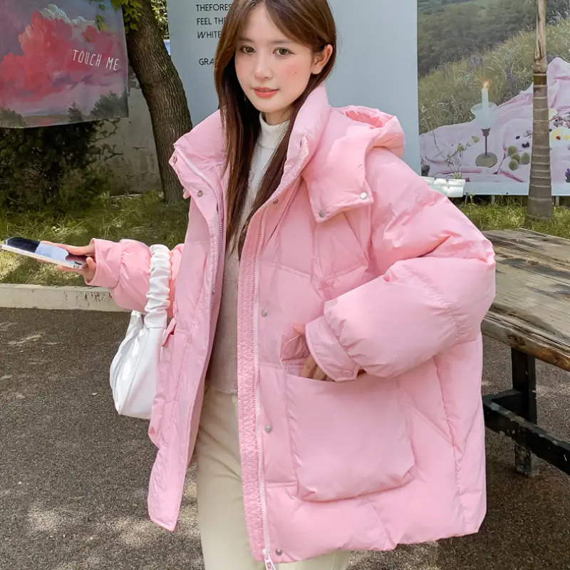 Short Down Jacket for Women, Casual Coats, Candy Colors, Sweet Outerwears, Thick, Warm, Hooded, Snow, Winter, New, Fashion