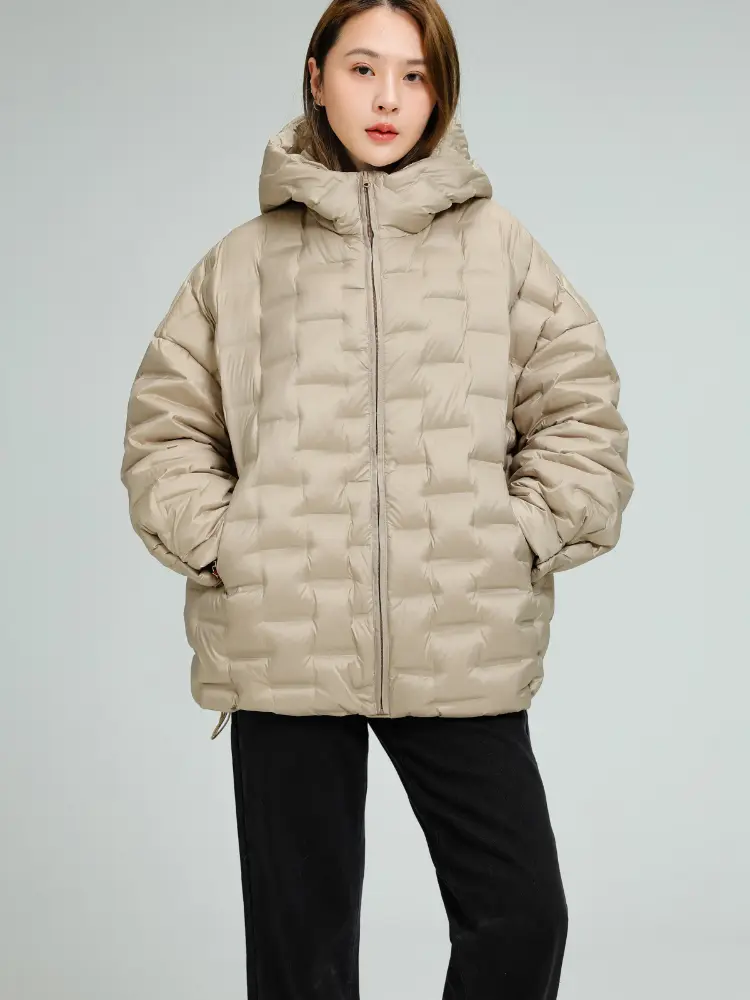 Lightweight Press Gum Hooded Women Down Jacket Fashion Loose New Spring Autumn Female Ultra Lightweight Packable Down Coats