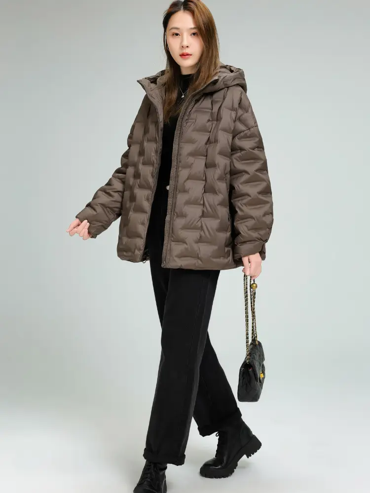Lightweight Press Gum Hooded Women Down Jacket Fashion Loose New Spring Autumn Female Ultra Lightweight Packable Down Coats