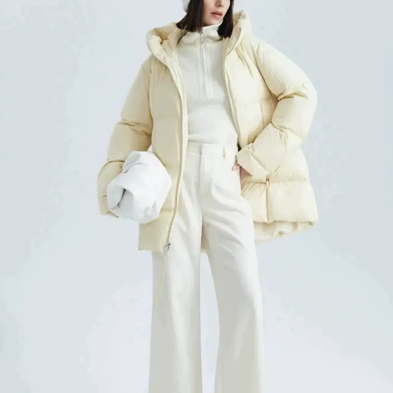 Women's Quilted Mid-length Puffer Coats, Thick Down Jacket, Casual Outerwear, Loose, Warm, Simple, New, Winter, 2024