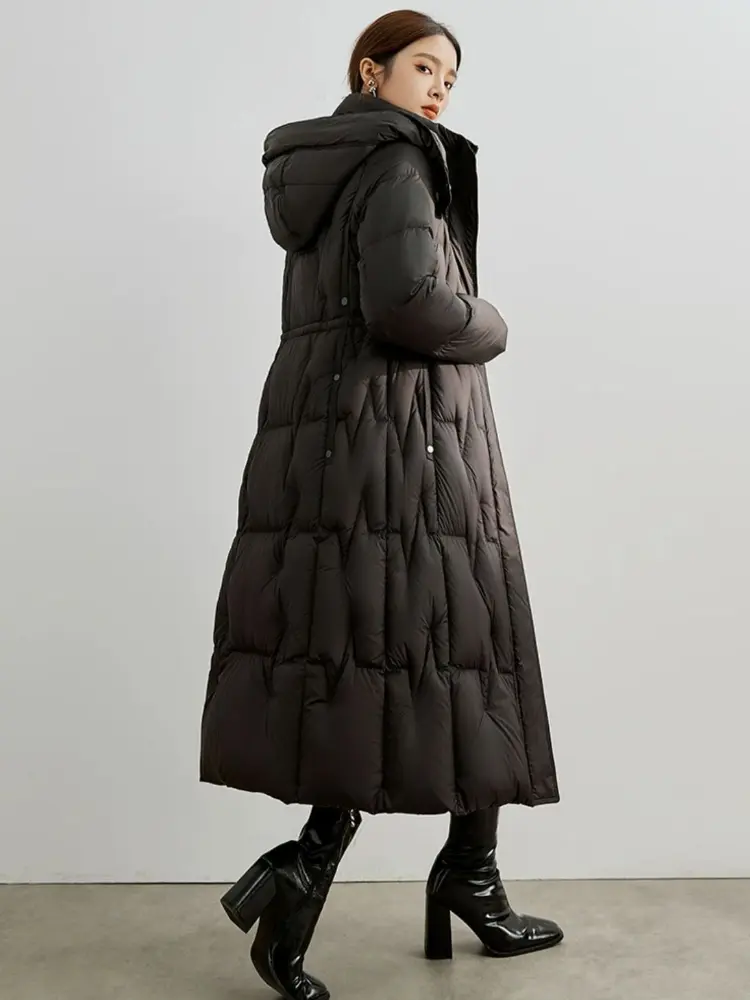 Women's Thick Warm Hooded Puffer Jacket, Elegant Coat, Windproof, Thick, Elegant, Female, Winter, New, 2024