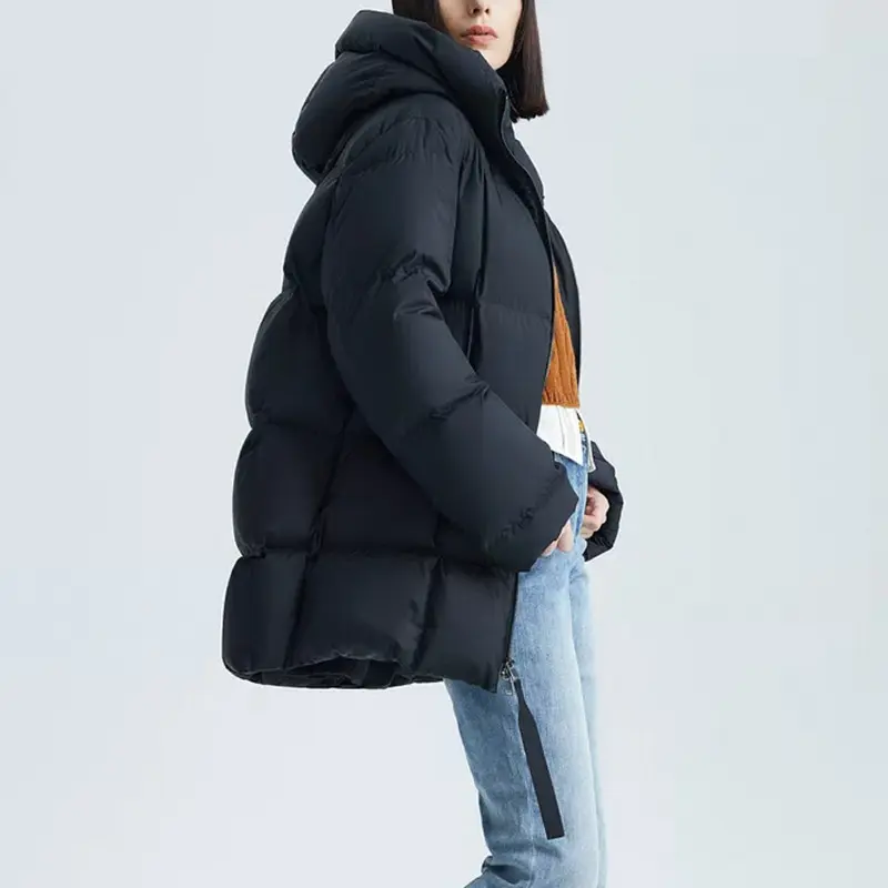 Women's Quilted Mid-length Puffer Coats, Thick Down Jacket, Casual Outerwear, Loose, Warm, Simple, New, Winter, 2024