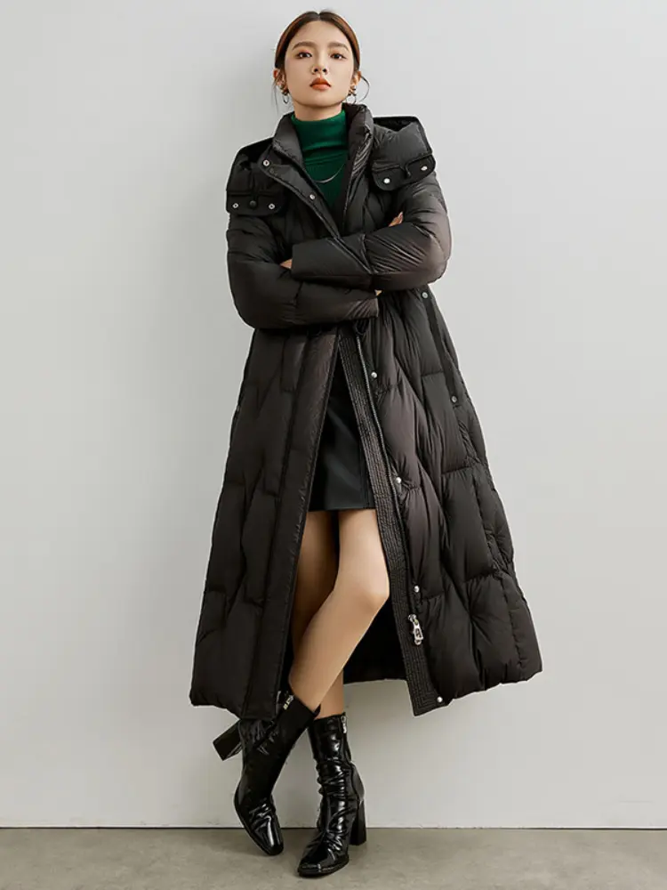 Women's Thick Warm Hooded Puffer Jacket, Elegant Coat, Windproof, Thick, Elegant, Female, Winter, New, 2024