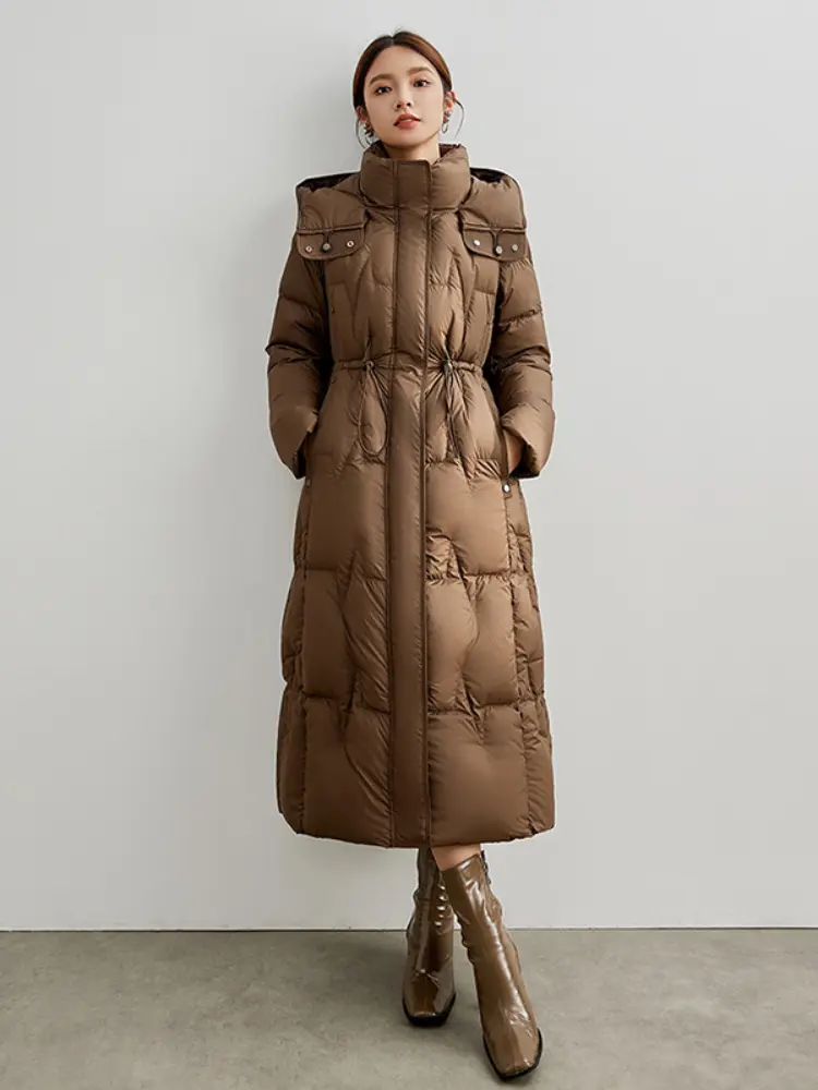 Women's Thick Warm Hooded Puffer Jacket, Elegant Coat, Windproof, Thick, Elegant, Female, Winter, New, 2024