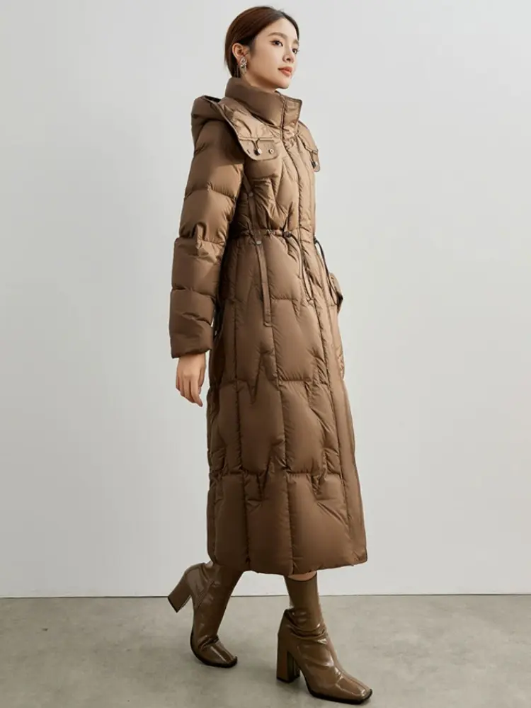 Women's Thick Warm Hooded Puffer Jacket, Elegant Coat, Windproof, Thick, Elegant, Female, Winter, New, 2024
