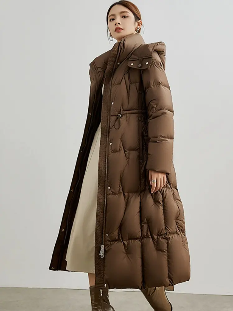 Women's Thick Warm Hooded Puffer Jacket, Elegant Coat, Windproof, Thick, Elegant, Female, Winter, New, 2024