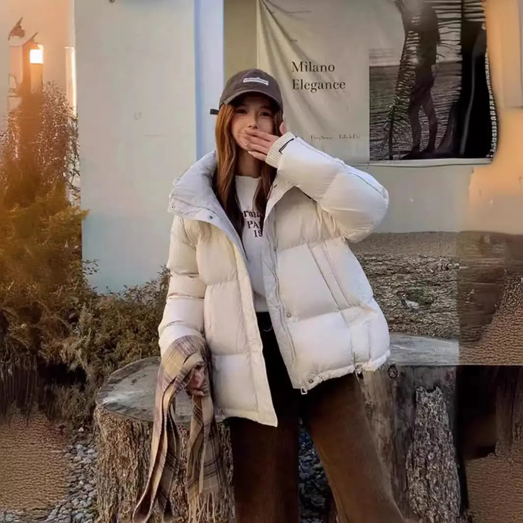 Women's Hooded Puffer Jacket, 90Duck Down, Thick, Warm, Casual, Versatile, Loose, Warm, Windproof Parka, New, Fashion, 2024