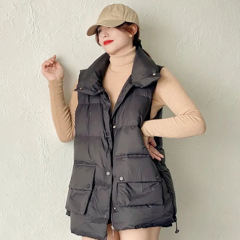 Sleeveless Down Jackets for Women, Waistcoat with Smiley Prints, Casual Outerwears, Loose Vest, Thick, Winter, New, 2024