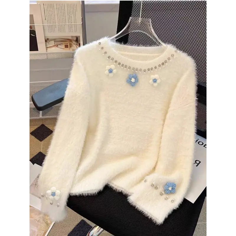 Women's Letter Printed Sweaters, Long Sleeve Top, Loose Casual Pullovers, Korean Popular Clothes, O-neck, Kawaii, Autumn, Winter