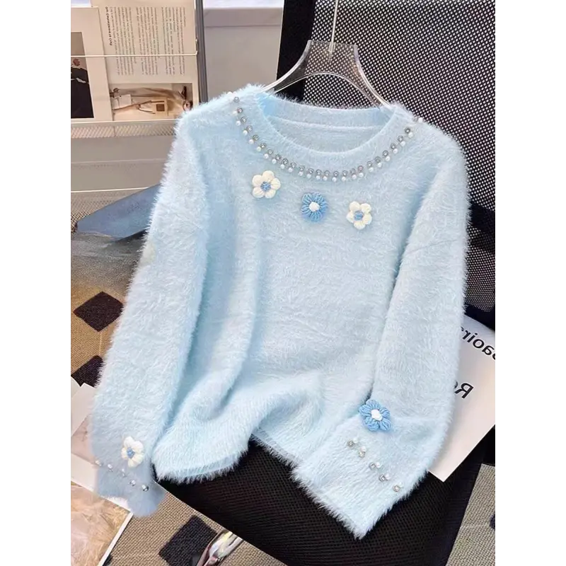 Women's Letter Printed Sweaters, Long Sleeve Top, Loose Casual Pullovers, Korean Popular Clothes, O-neck, Kawaii, Autumn, Winter
