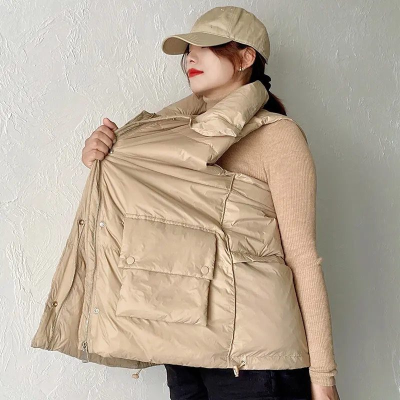 Sleeveless Down Jackets for Women, Waistcoat with Smiley Prints, Casual Outerwears, Loose Vest, Thick, Winter, New, 2024