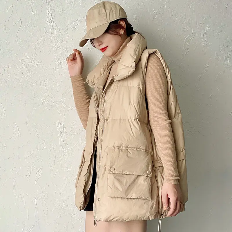 Sleeveless Down Jackets for Women, Waistcoat with Smiley Prints, Casual Outerwears, Loose Vest, Thick, Winter, New, 2024