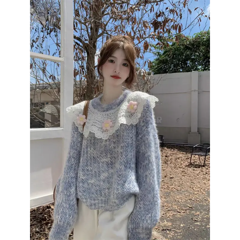 Women's Letter Printed Sweaters, Long Sleeve Top, Loose Casual Pullovers, Korean Popular Clothes, O-neck, Kawaii, Autumn, Winter