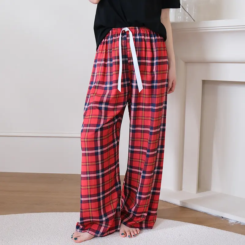 Floral Women's Pants Loose Wide-Leg Pant Seaside Leisure High Waist Nine Points Trousers Summer Slim Ice Silk Stretch Pants