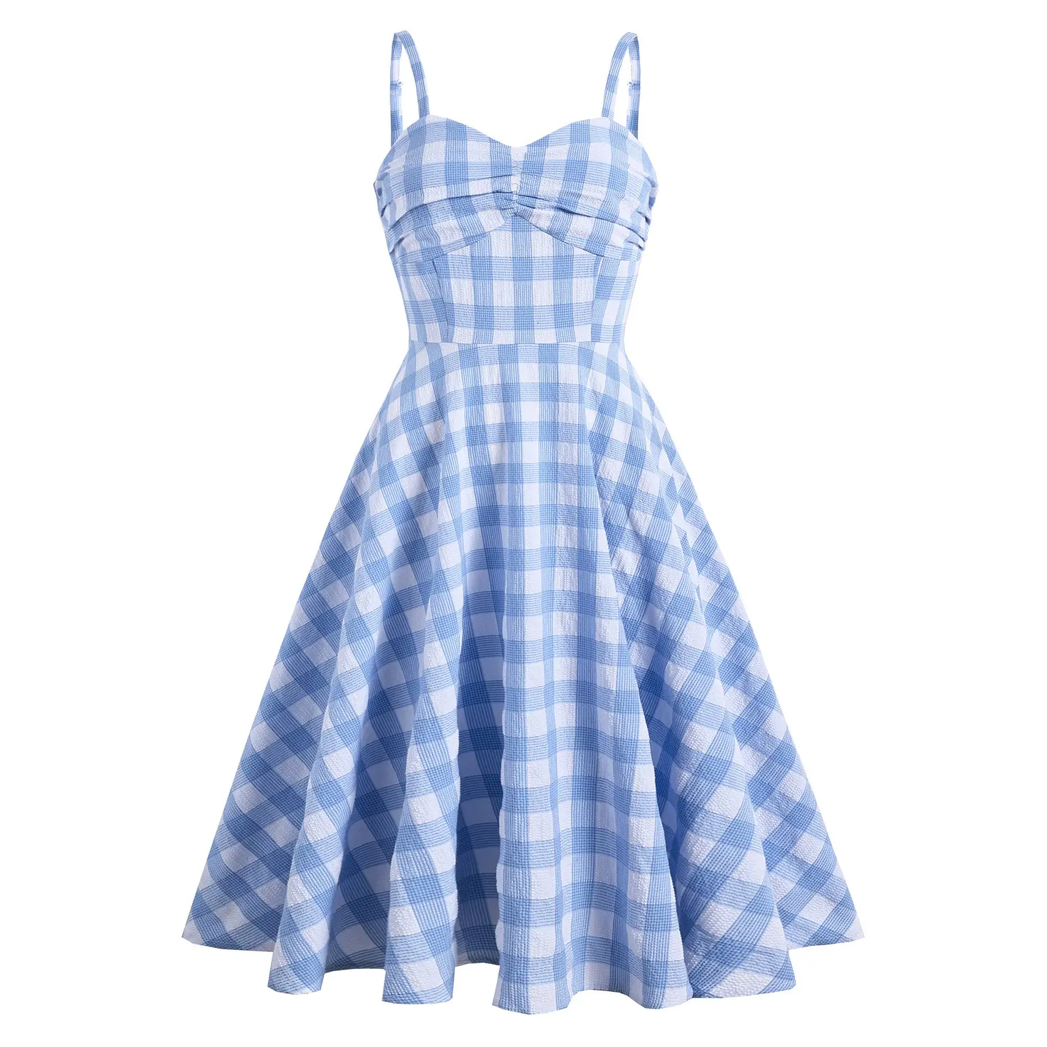 Rustic Style Yellow Plaid Halter Dress Female Summer Sweet Hong Kong Style Vintage Waisted First Love Girl Big Swing Skirt