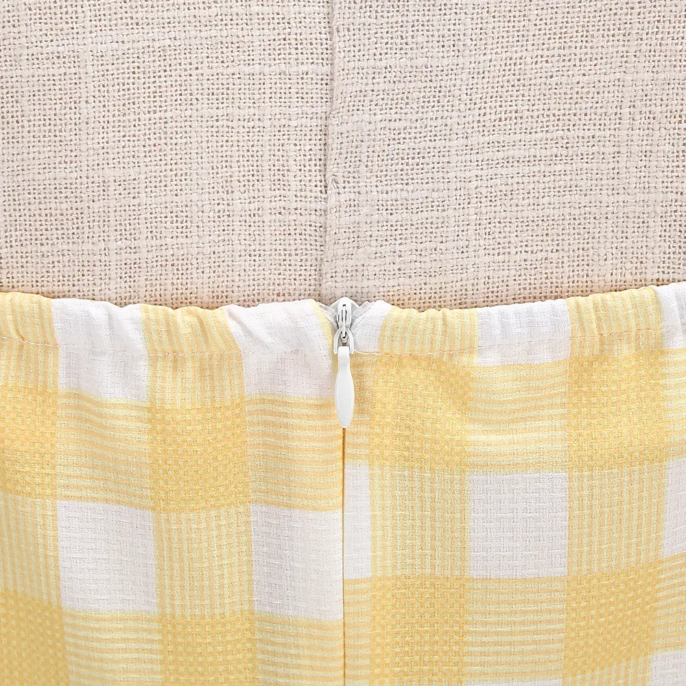 Rustic Style Yellow Plaid Halter Dress Female Summer Sweet Hong Kong Style Vintage Waisted First Love Girl Big Swing Skirt