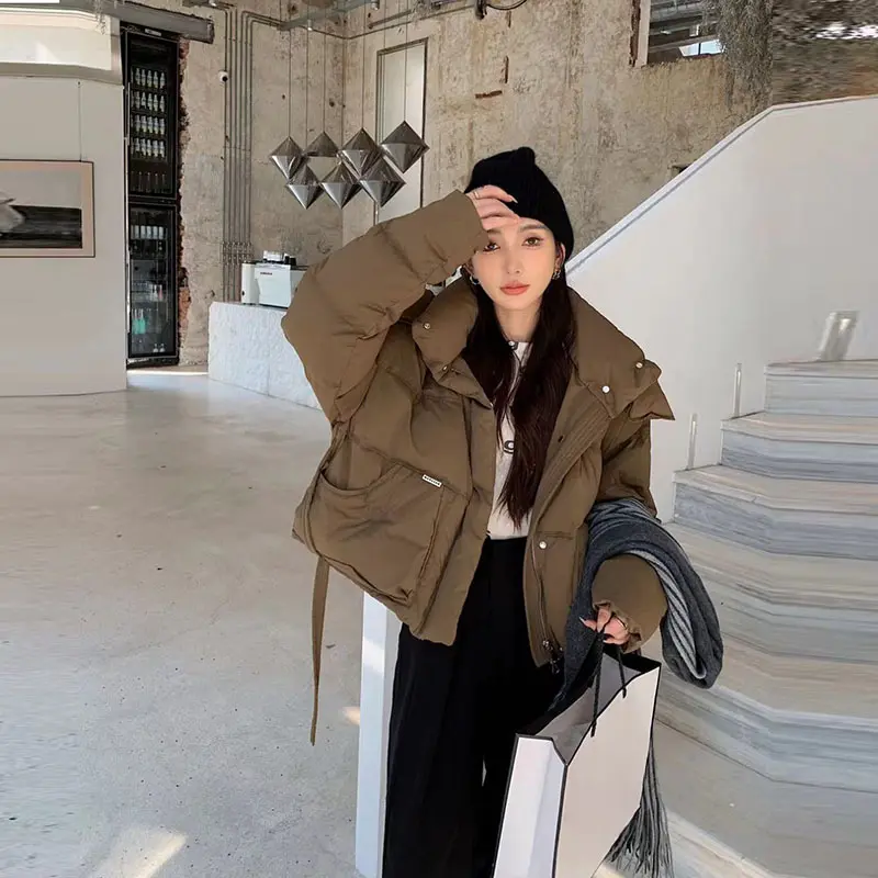 Girl's Thick Hooded Duck Down Coat, 90 Duck Down, Warm Jacket, Casual, Short, Thick, Korean Fashion, Winter