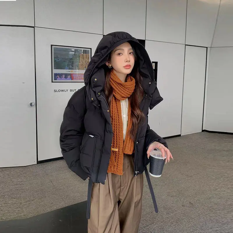 Girl's Thick Hooded Duck Down Coat, 90 Duck Down, Warm Jacket, Casual, Short, Thick, Korean Fashion, Winter