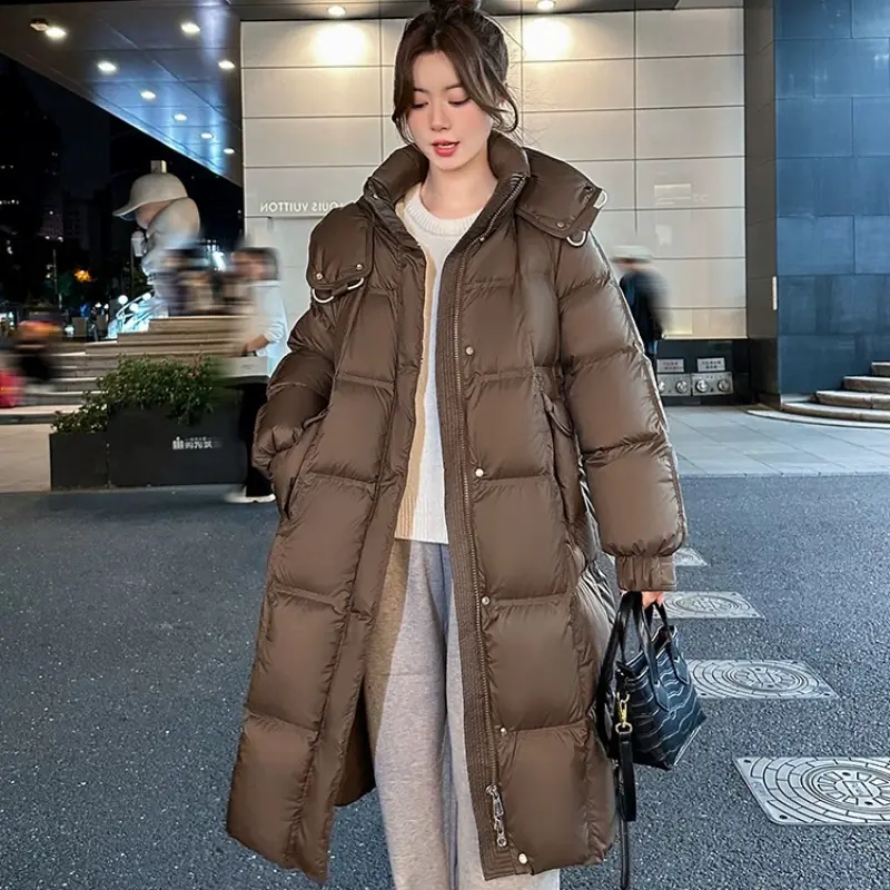 Women's Loose Windproof Down Coat, Thick Parka, Warm Outerwear, Korean, Simple, High Street, Female, Winter