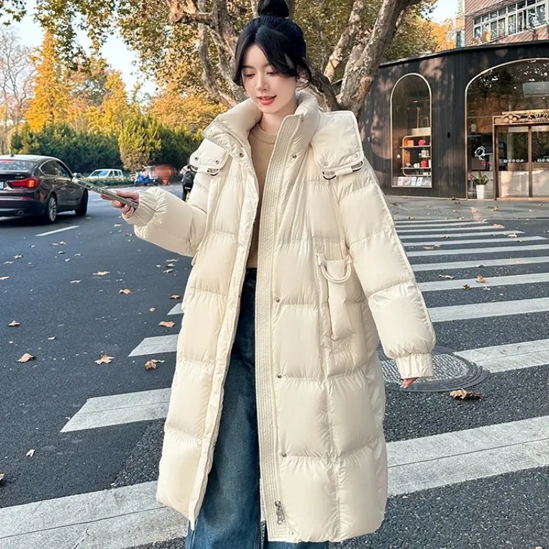 Women's Loose Windproof Down Coat, Thick Parka, Warm Outerwear, Korean, Simple, High Street, Female, Winter