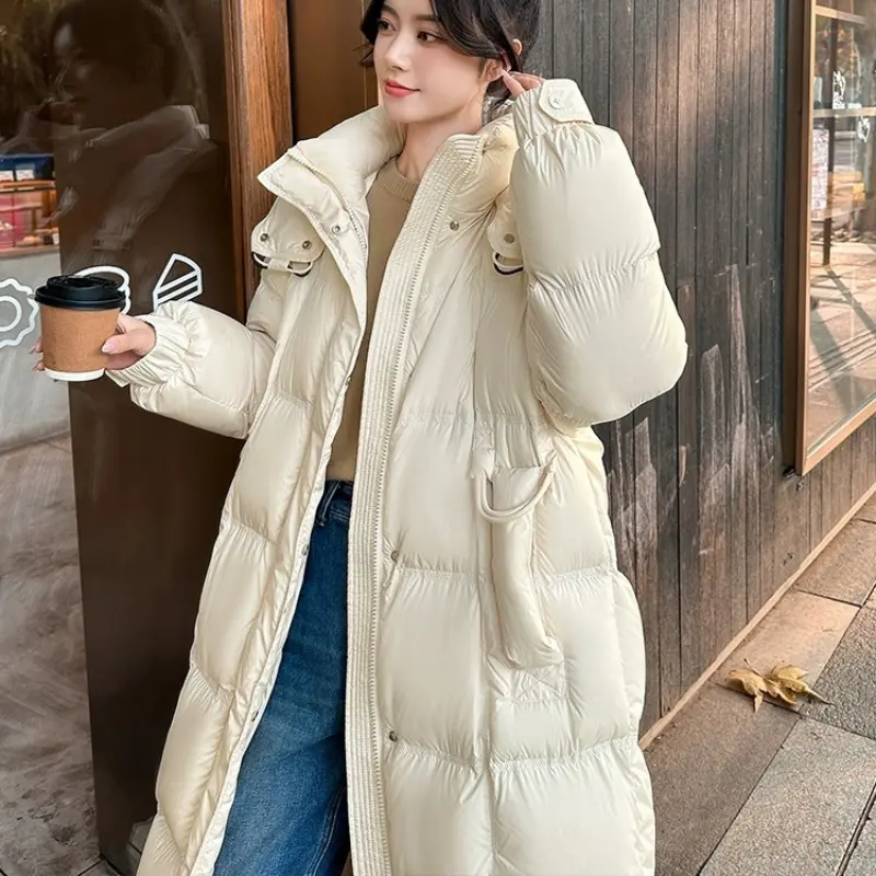 Women's Loose Windproof Down Coat, Thick Parka, Warm Outerwear, Korean, Simple, High Street, Female, Winter