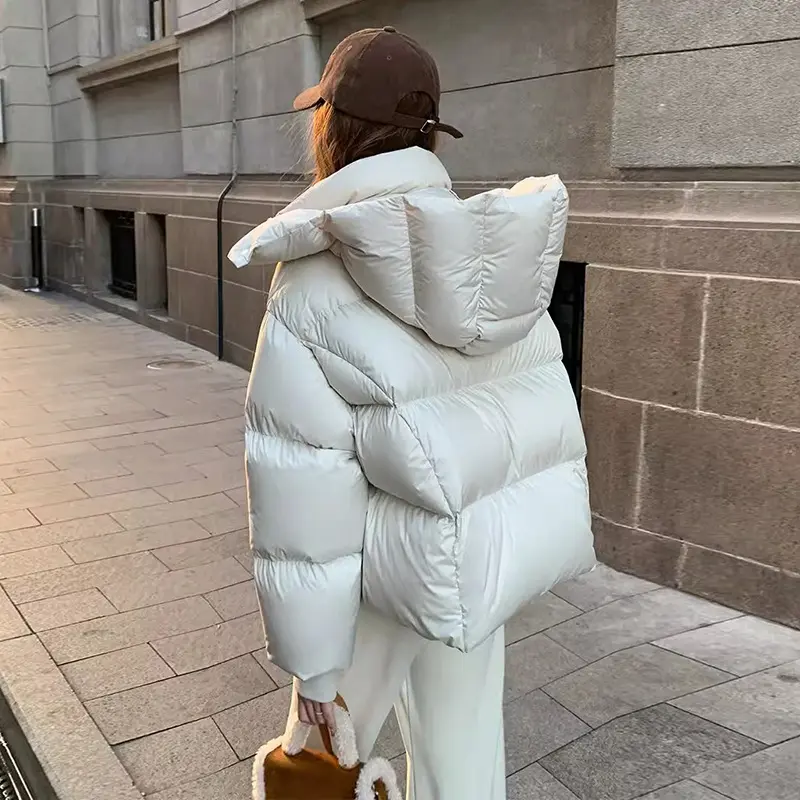 Women's Casual Loose Puffer Coats, Hooded Jacket, Thick, Warm Outerwear, Sweet, Korean Fashion, New, 2024