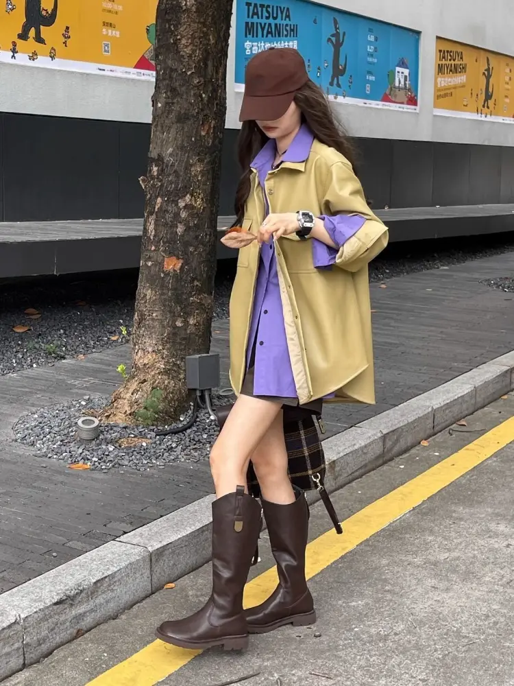 Purple Shirt Spring Autumn Fashion Woman Blouse 2025 Korean Women's Clothes Long Sleeves Casual Vacation Top Shirts & Blouses