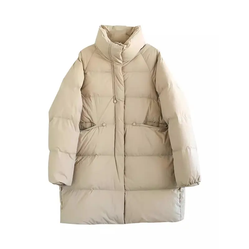 White Duck Down Jacket for Women, Warm Winter Coat, Fashion Stand-up Collar, Long Section Parkas, Slim Elegant Women's Coat