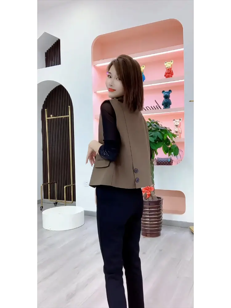Casual Slim Vest for Women, Autumn Cardigan Vest, Europe and The United, Korean Section Jacket, New Fashion