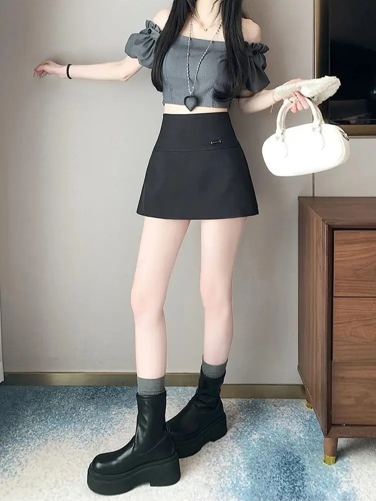Skirt Pants Skirt Female Spring and Summer New High-waisted Thin A Word Skirts Pants Open Fork Package Hip Business Skirt