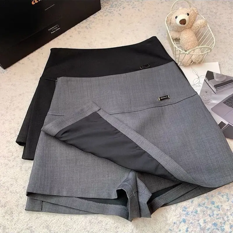 Skirt Pants Skirt Female Spring and Summer New High-waisted Thin A Word Skirts Pants Open Fork Package Hip Business Skirt