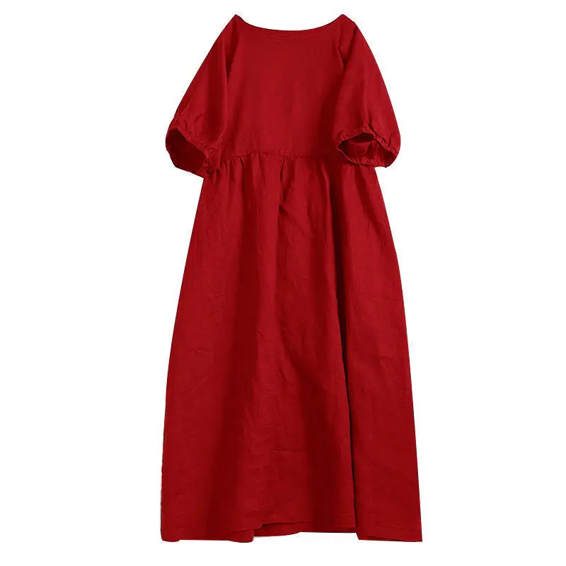 Women's Short Sleeve Dress, Cute Robe, Loose Cotton Dresses, Casual Office, Summer, Traf, 2025