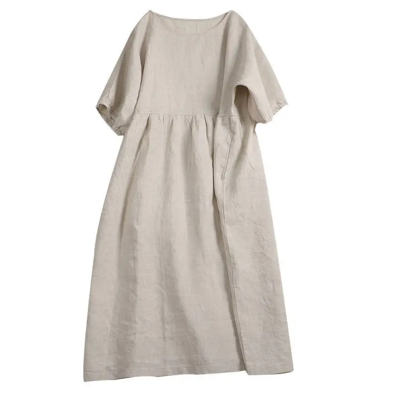 Women's Short Sleeve Dress, Cute Robe, Loose Cotton Dresses, Casual Office, Summer, Traf, 2025