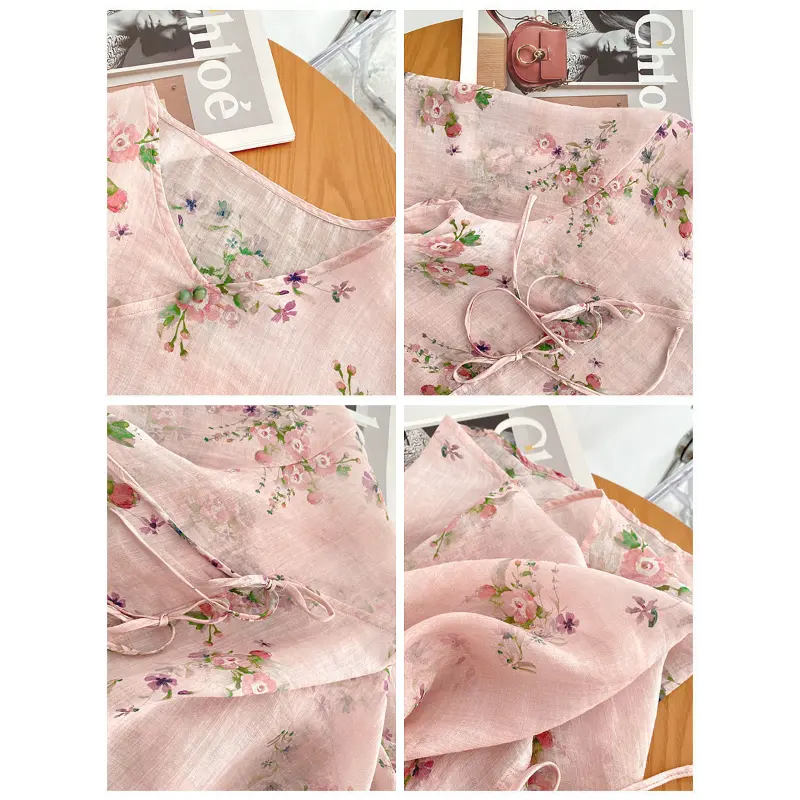 Middle Sleeve Print Shirt for Women, Short Top, Women's Button Design, Chic Shirt Trend, Female Korean Popular Clothes