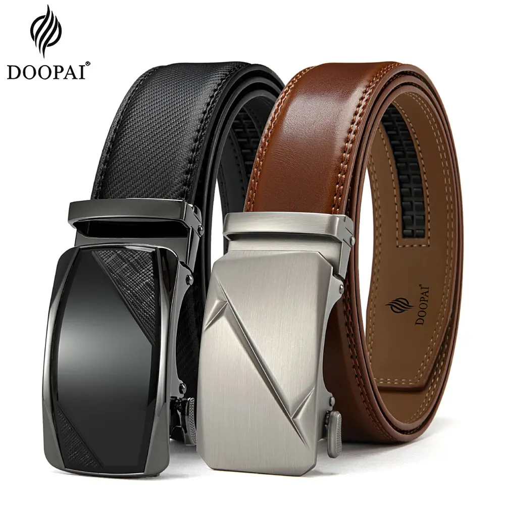 DOOPAI Automatic Buckle Belt Genune Leather Luxury Brand Belts For Men Leather Strap Casual Business For Jeans