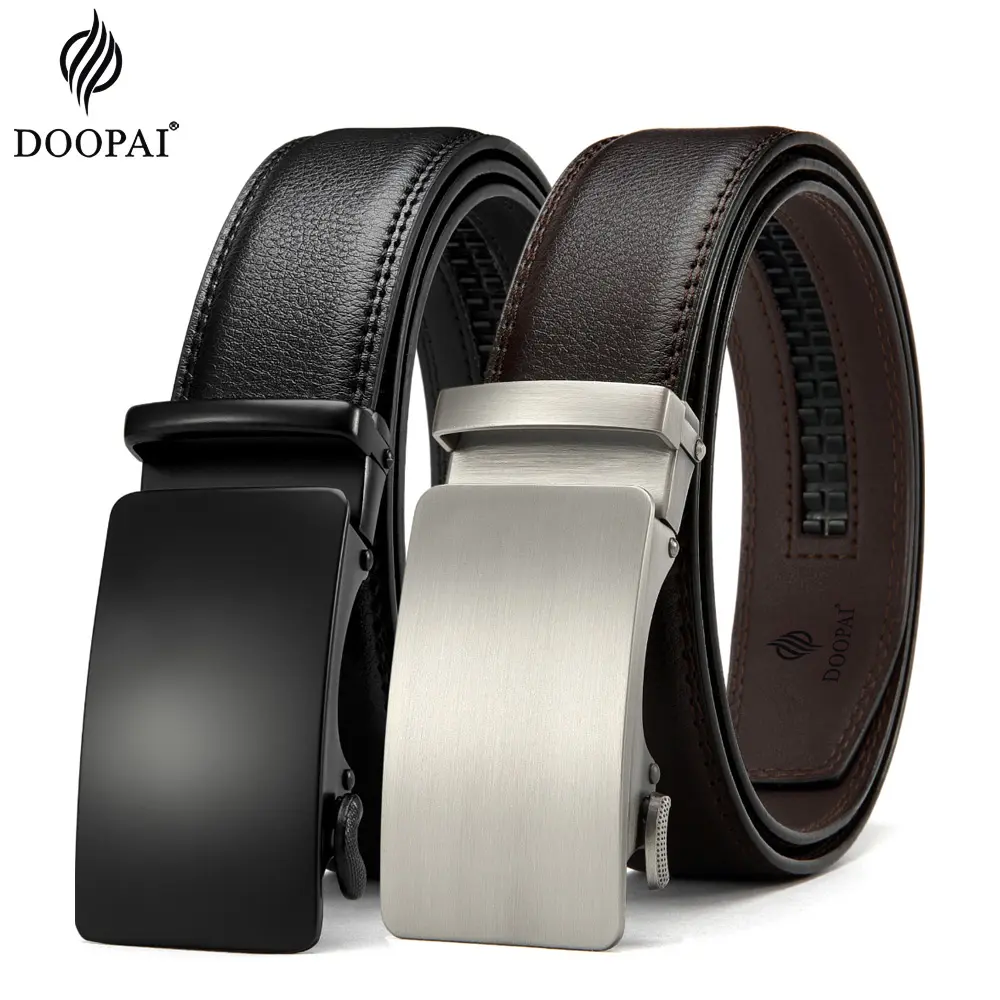 DOOPAI Automatic Buckle Belt Genune Leather Luxury Brand Belts For Men Leather Strap Casual Business For Jeans