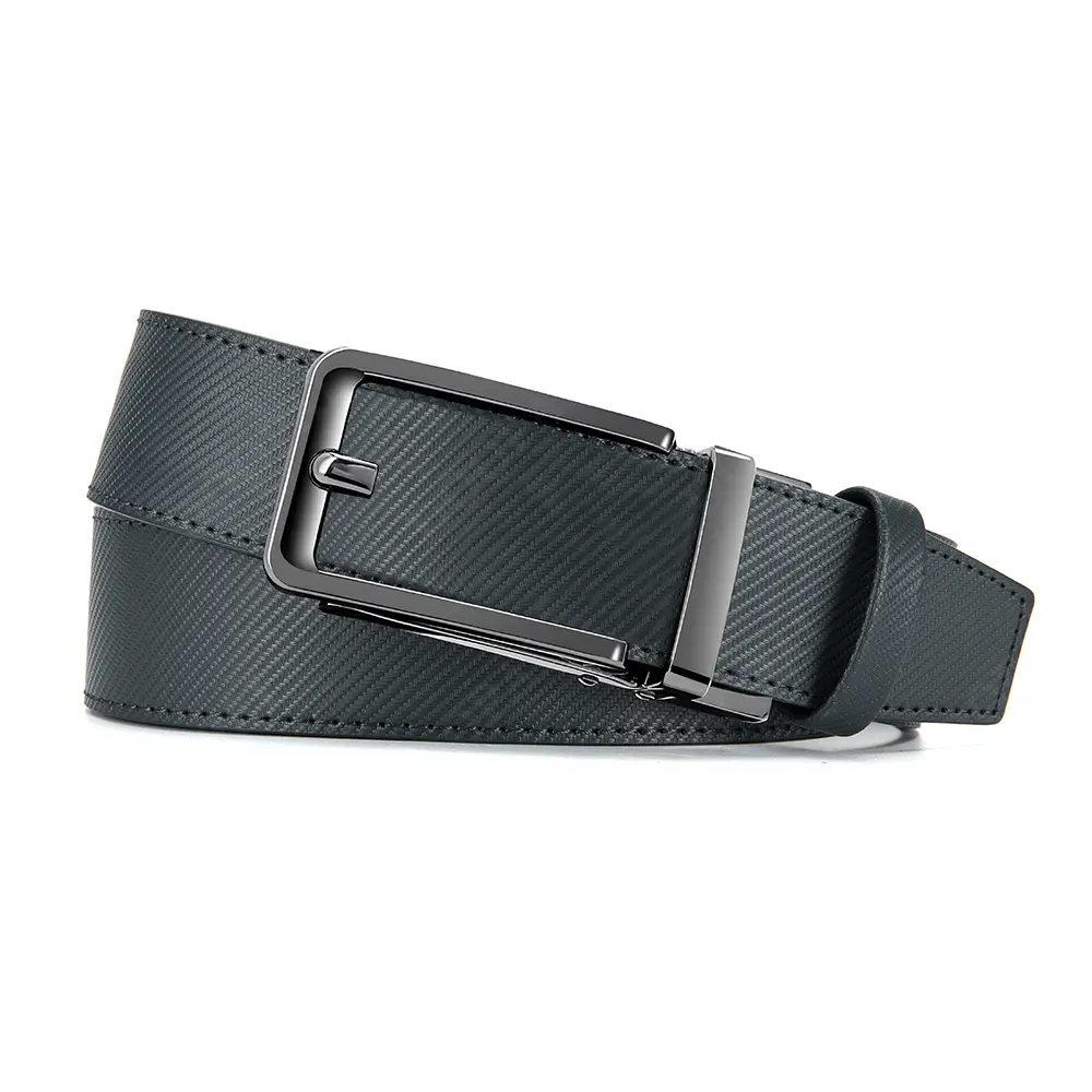 Men's Leather Ratchet Comfortable Buckle High-end Business Belt with Sliding Buckle Adjustable Cut for A Snug Fit