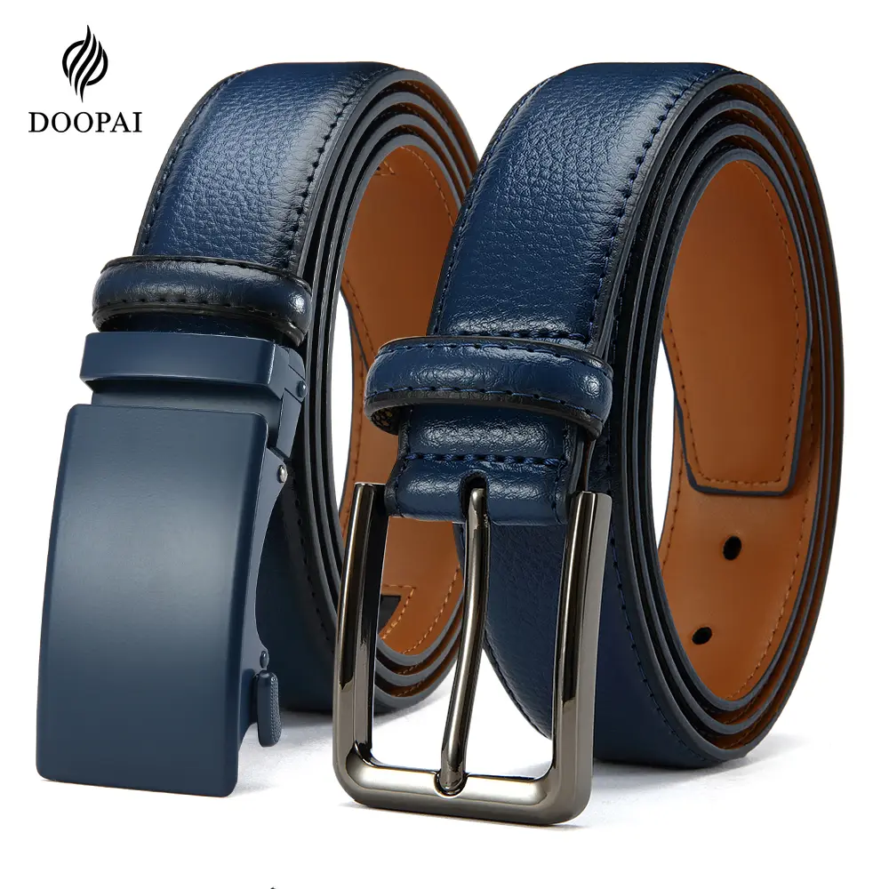 Men's High Quality Belt 2-piece Set Ratchet Belt Men's Dress and Casual Belt with Adjustable Metal Buckle for Tailored Fit