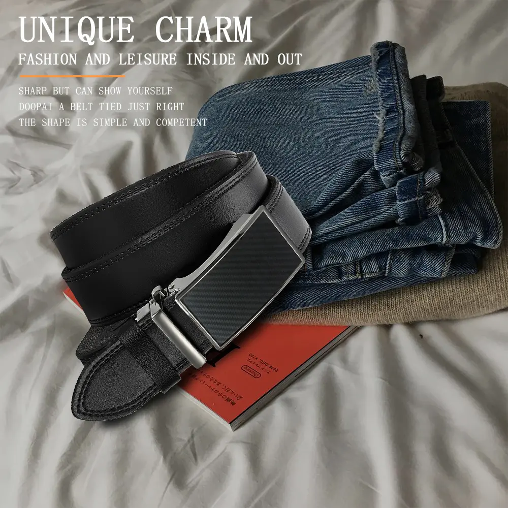 Men's Brand Belt High-quality Genuine Leather Luxury Belt Men's Black Belt Metal Automatic Buckle Multi Color Selection 125cm